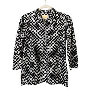 Sport Haley black & white geometric abstract print outdoor running active top S